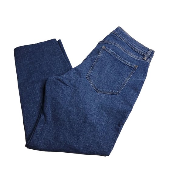 Old Navy Boyfriend Jeans Size 12 Raw Hem Distressed Mid Rise Dark Wash Womens - Picture 1 of 8